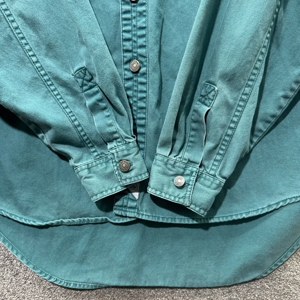 Levi Strauss Mens Long Sleeve Button Down Shirt Teal Green Cotton Twill XL